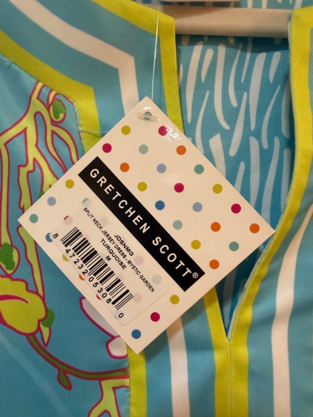 Gretchen Scott Designs Sky Blue Floral Shift Dress with Pink & Green Motif - Picture 4 of 9